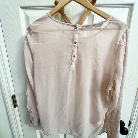 Kardashian KollectionSheer Lace Blouse in Light Pink - Picture 6 of 7